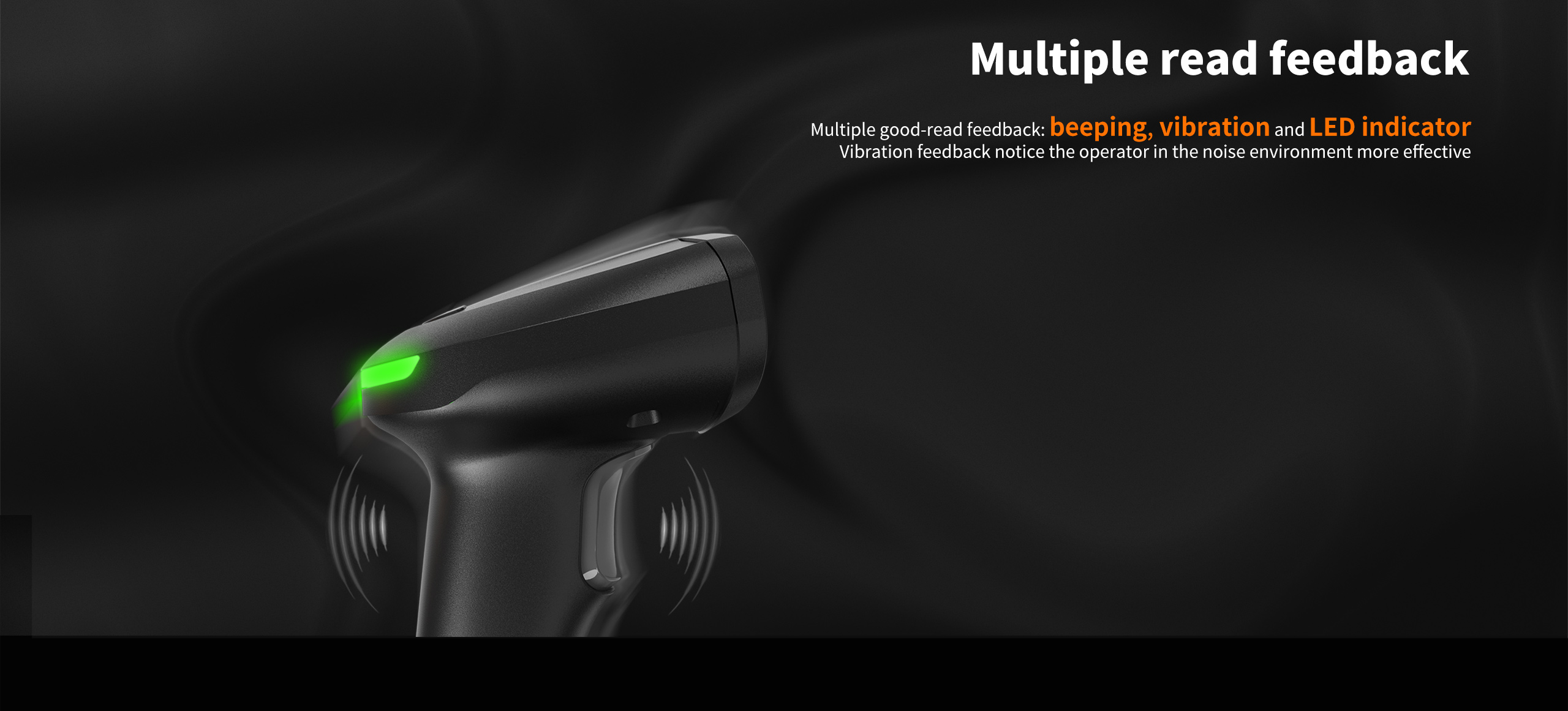 QR code scanner with beeping, vibration, LED indicator